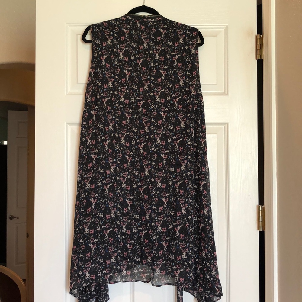 All Saints Jayda Dress— Black Floral Zip-Front Dress with Pink & Blue Accents - Picture 7 of 9